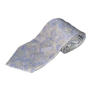 Pierre Cardin Men's NeckTie‎ 100% Silk Blue&Silver Paisley Tie 60"x3.75"